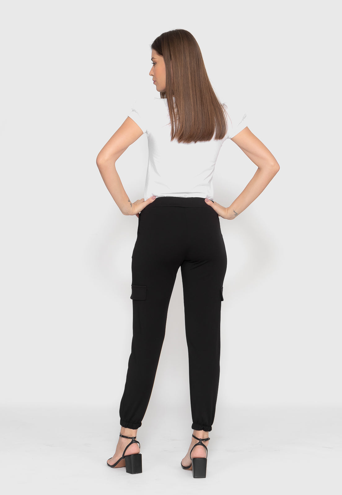 Calça Preta Cargo Malha Crepe