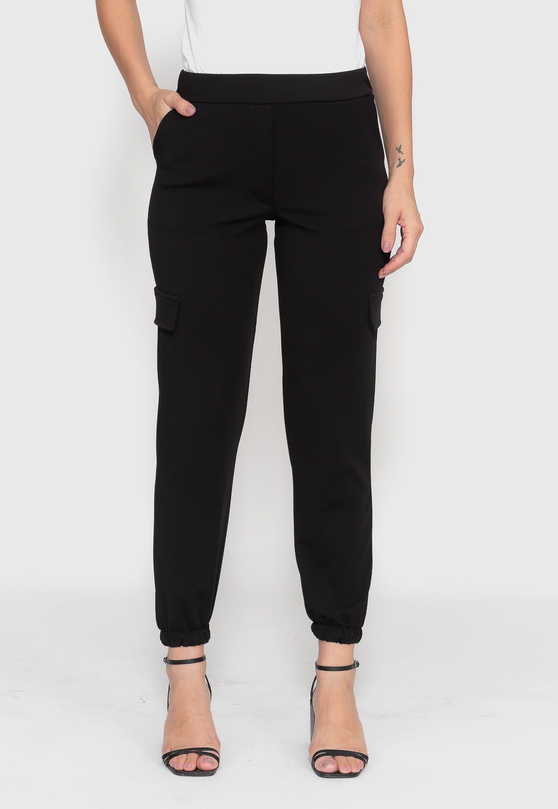 Calça Preta Cargo Malha Crepe