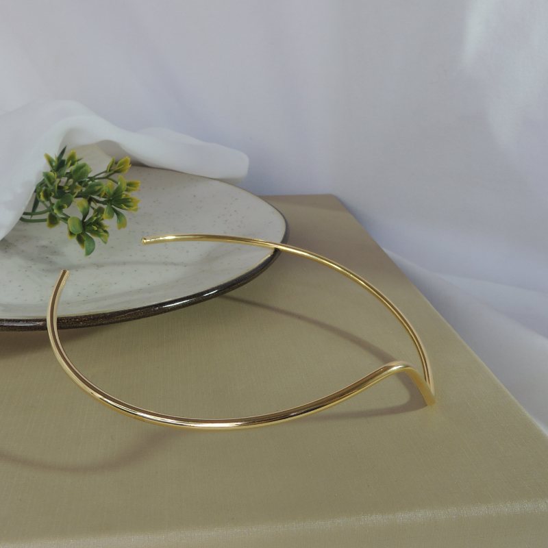 Choker Aro Torneado Banhado Em Ouro 18k