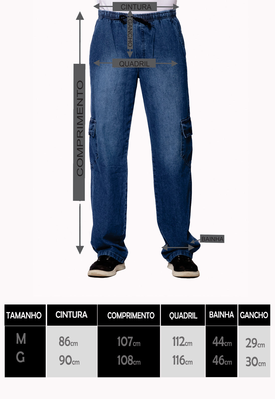 Calça jeans masculina baggy