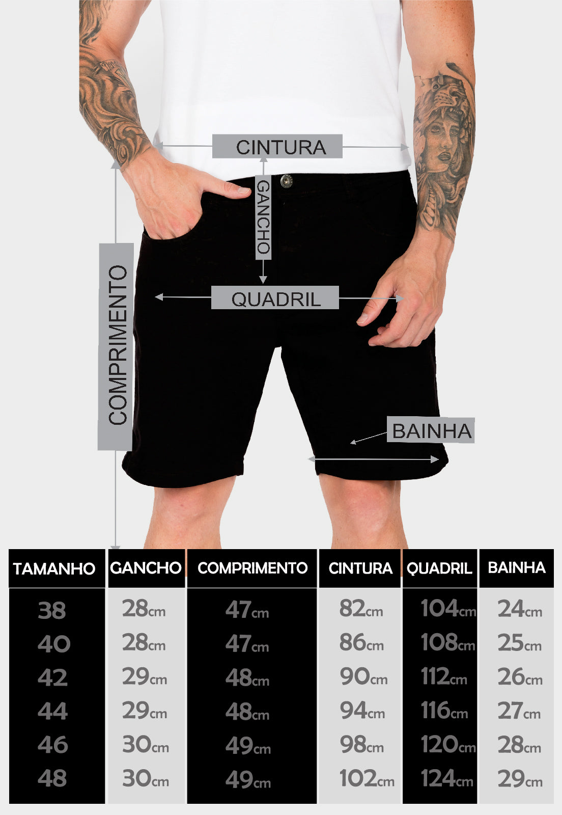 Bermuda Masculina Sarja Preta
