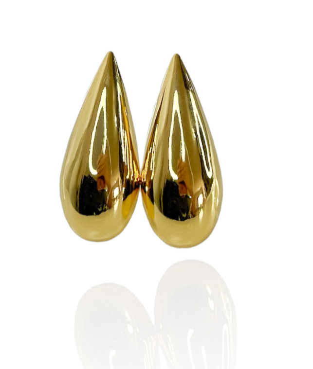 Brinco Gota Grande Banhado Em Ouro 18k