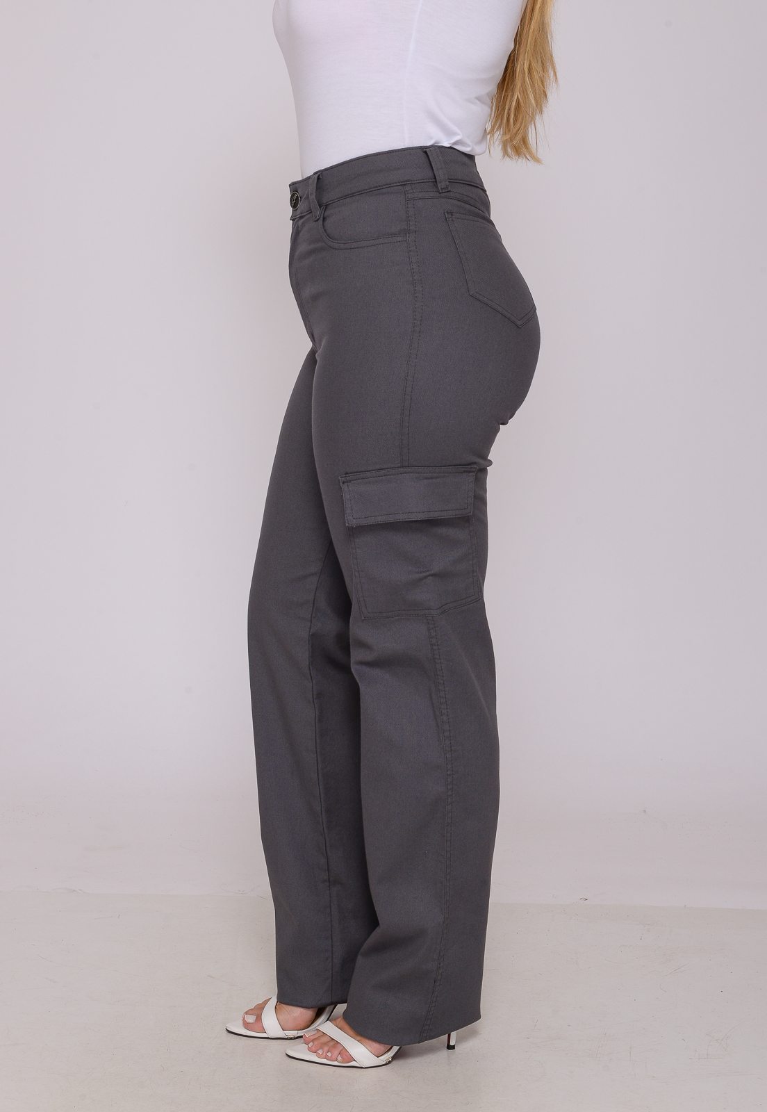Calça Cargo Feminina Chumbo