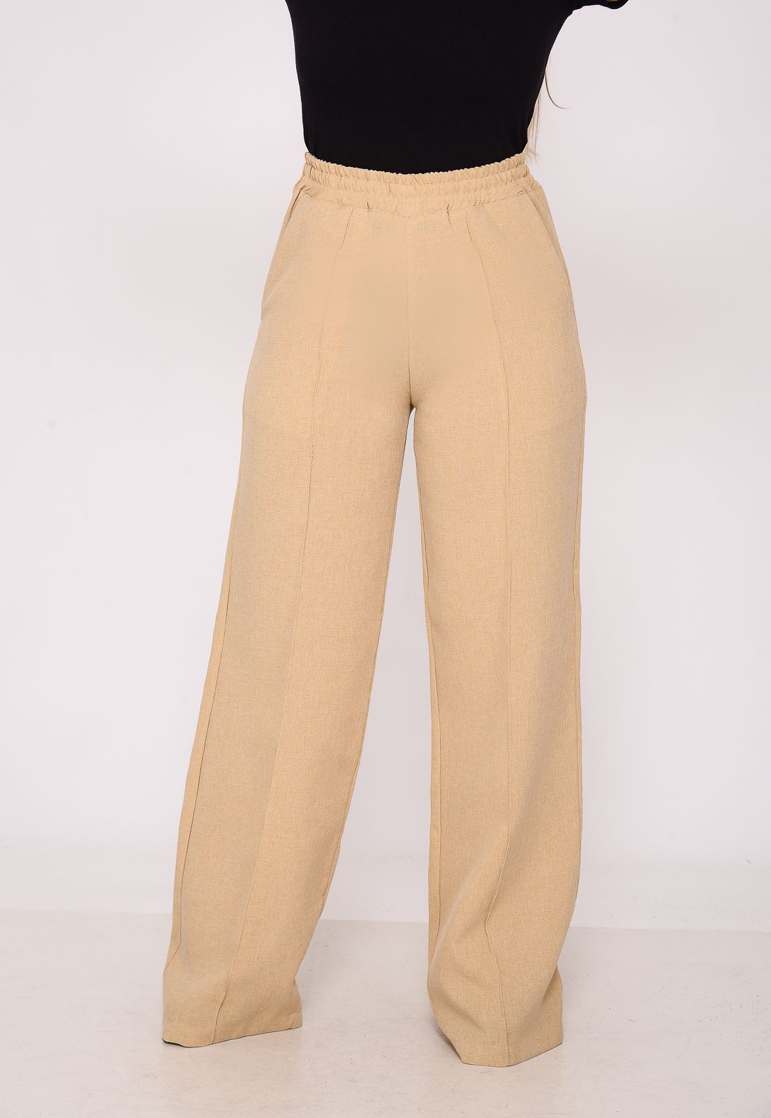 Calça Pantalona Bege Feminina