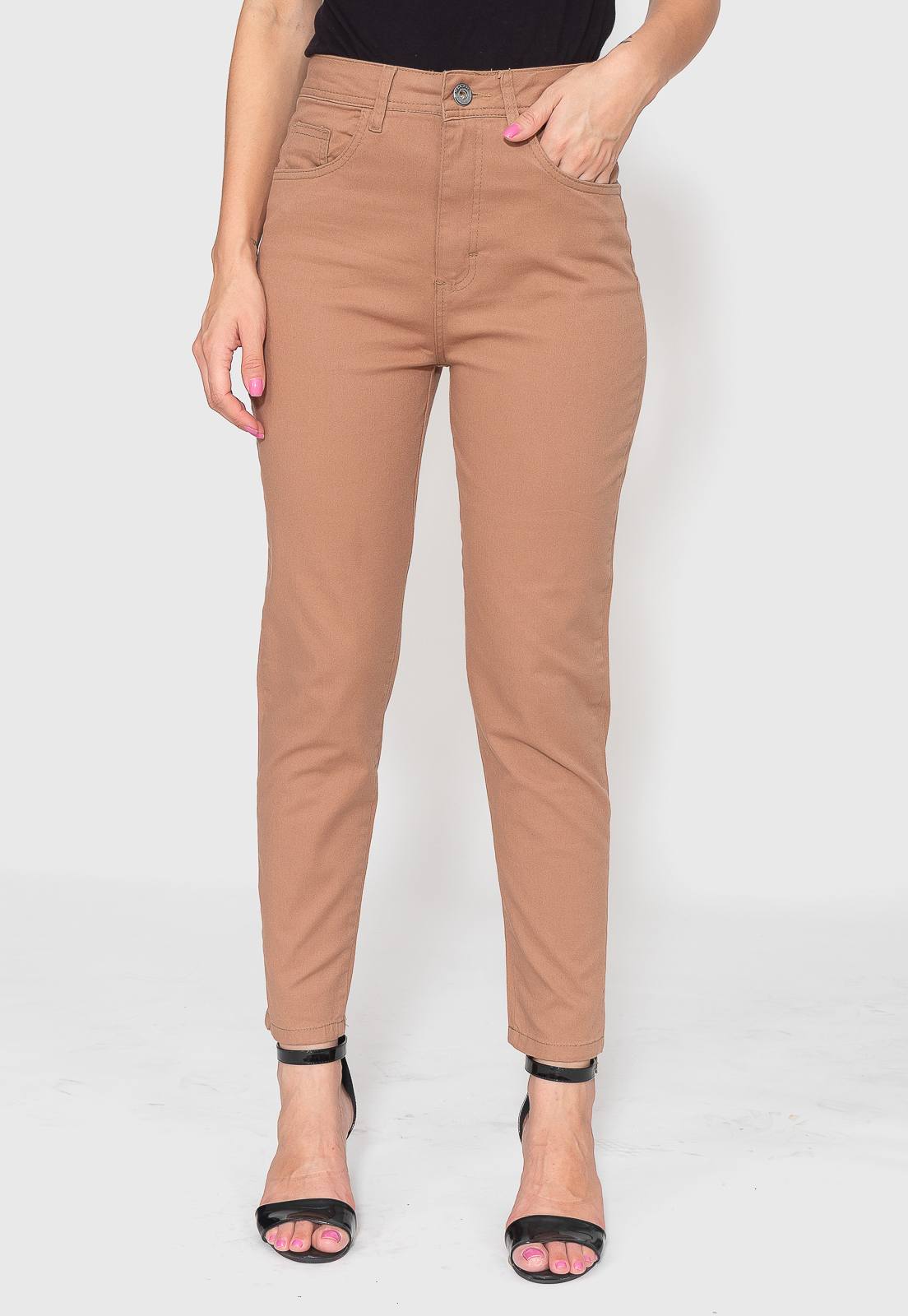 Calça Skinny Caqui Cintura Alta