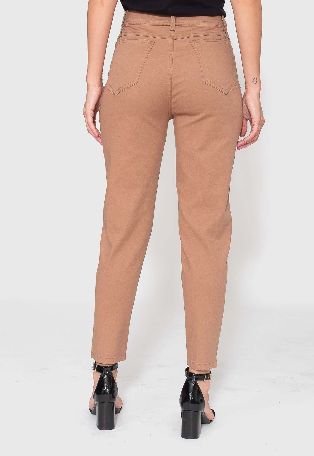 Calça Skinny Caqui Cintura Alta