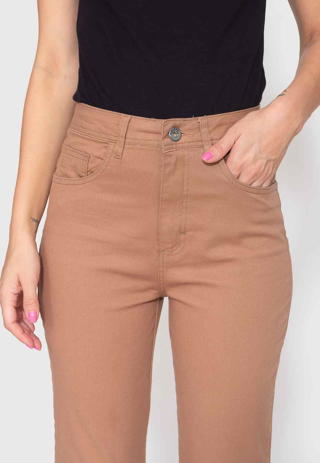 Calça Skinny Caqui Cintura Alta