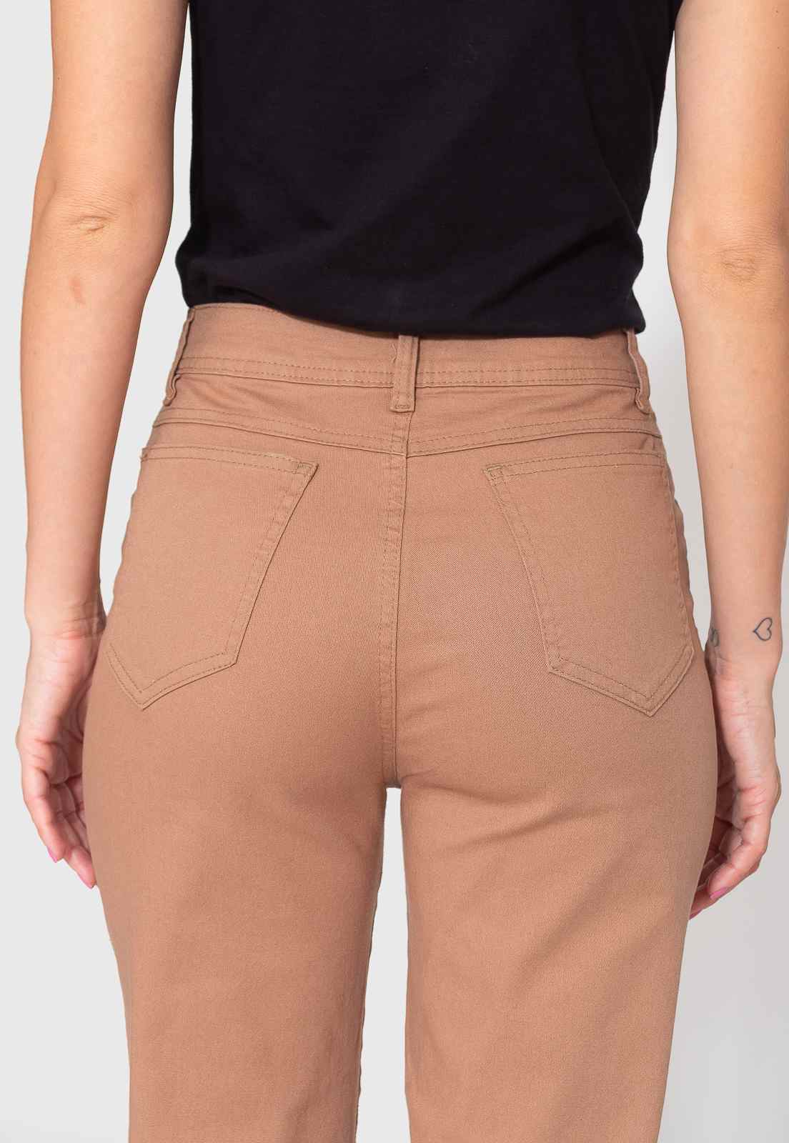 Calça Skinny Caqui Cintura Alta