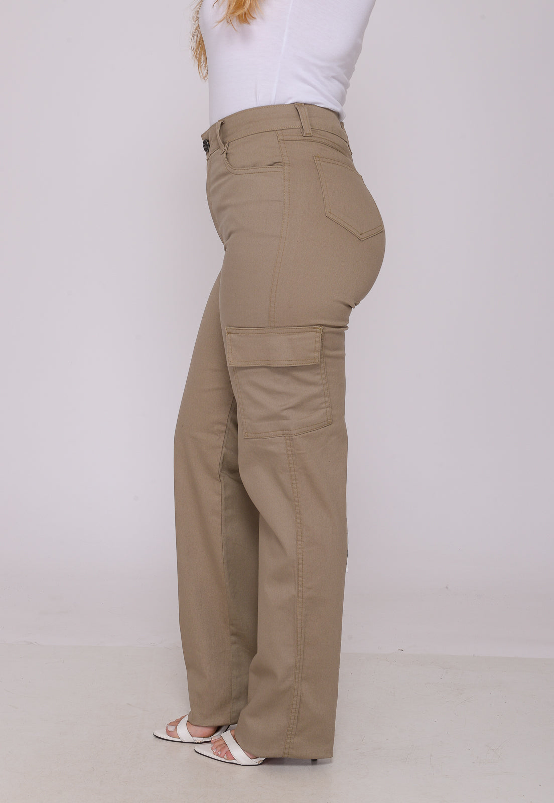 Calça Cargo Feminina Bege Escura