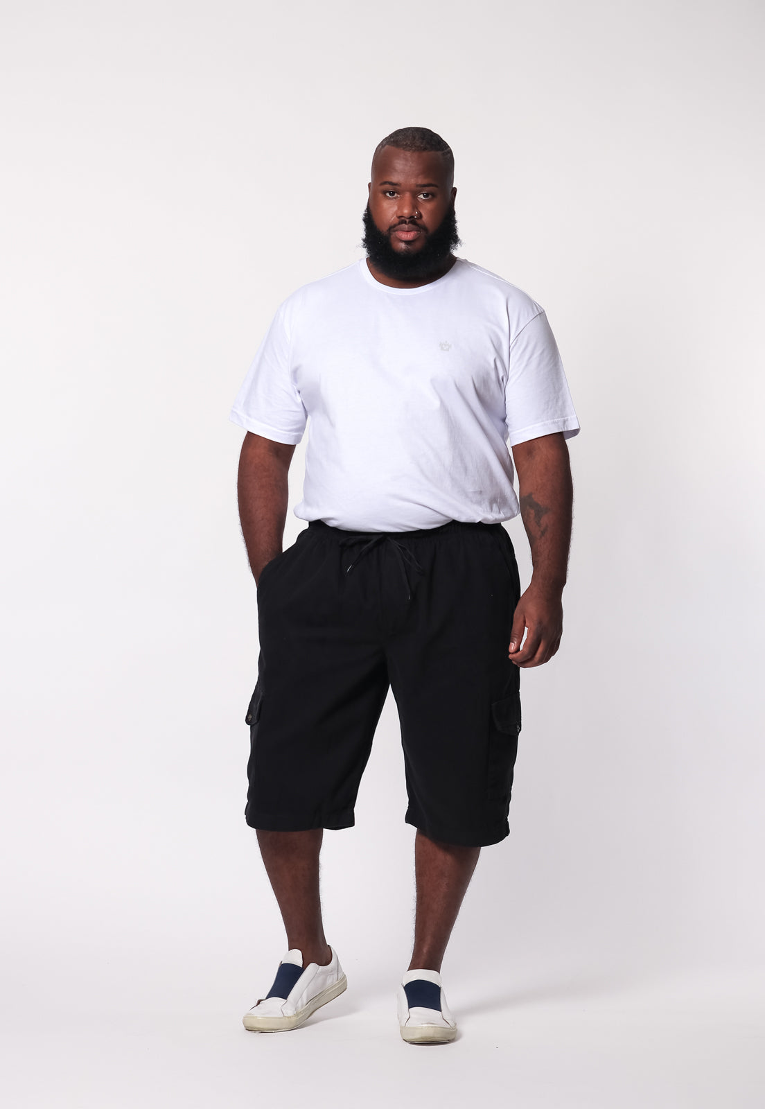 Bermuda Masculina Preta Elástico Sarja