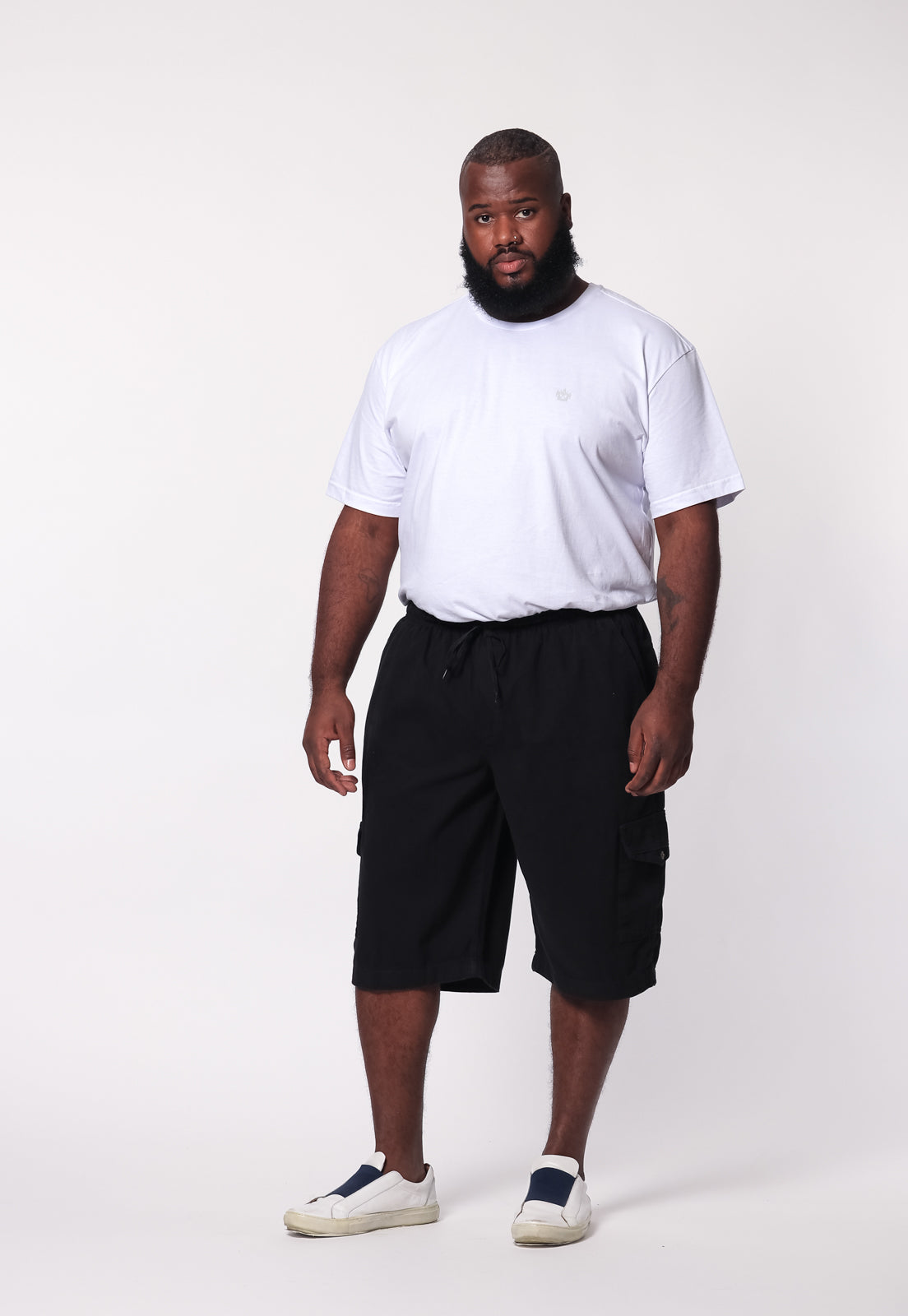 Bermuda Masculina Preta Elástico Sarja