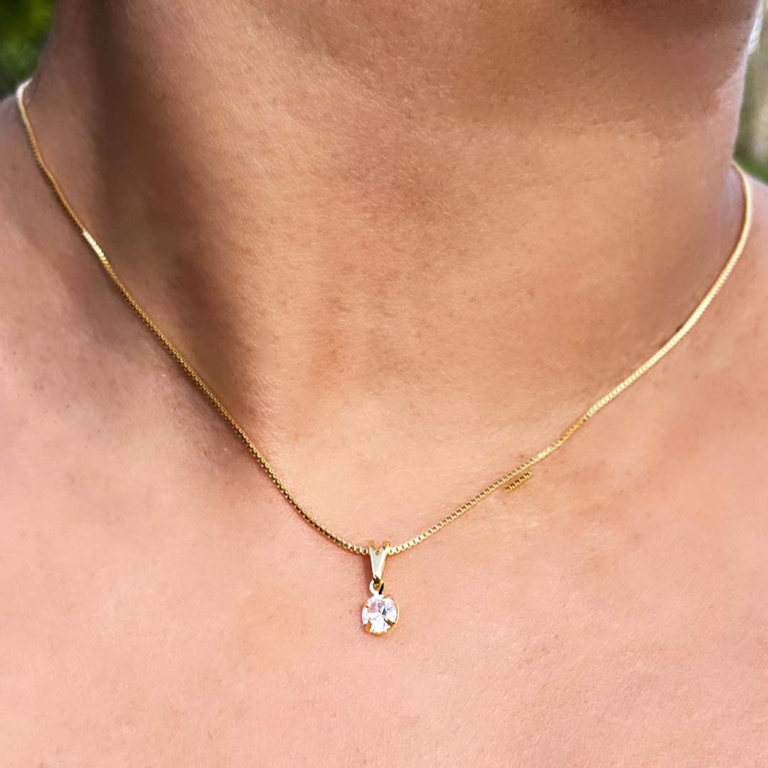 Colar Pingente Ponto De Luz Folheado A Ouro 18k - Casa Vitrine