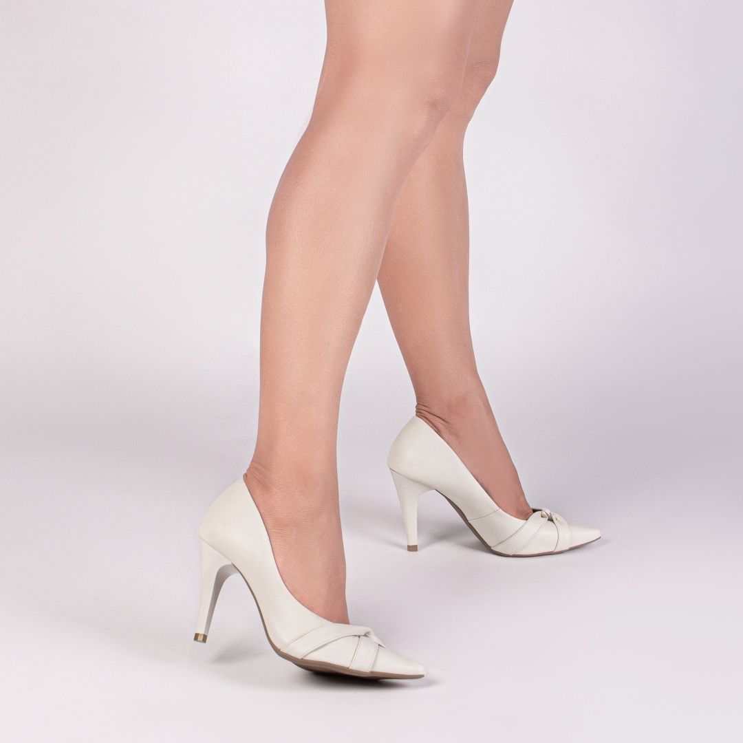 Salto Scarpin Branco Bico Fino