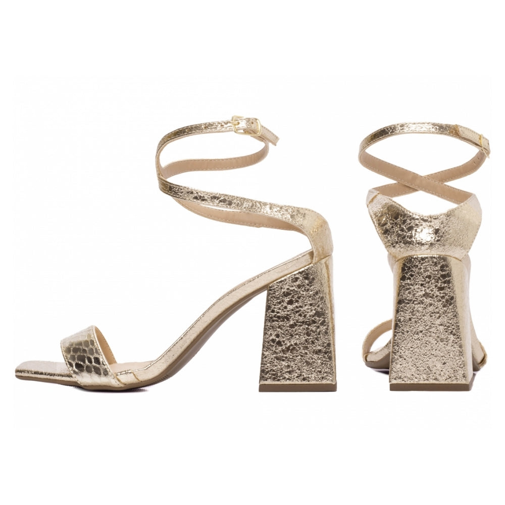 Sandália Feminina Croco Dourada