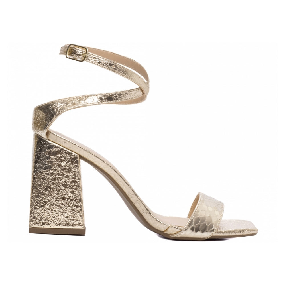 Sandália Feminina Croco Dourada