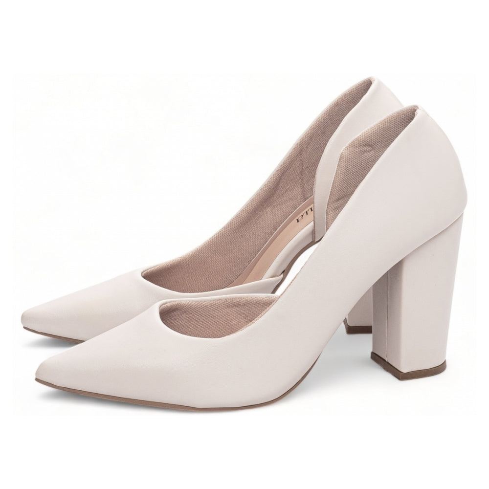 Scarpin Off White Lado Aberto
