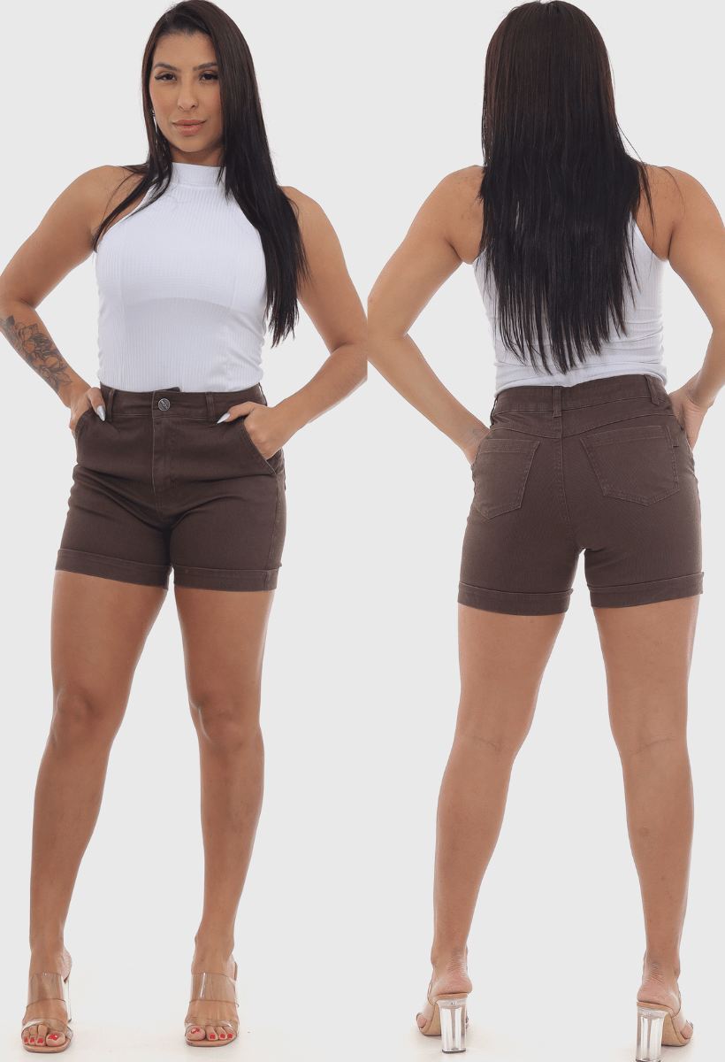 Shorts Feminino Marrom Escuro