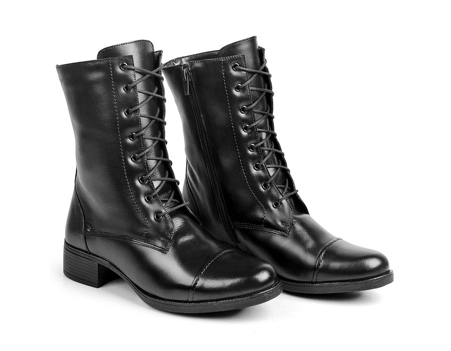 Coturno Feminino Couro Preto