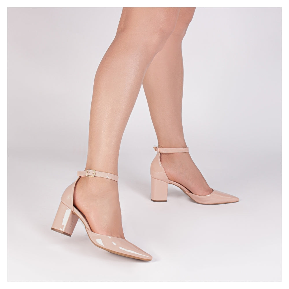 Scarpin Saltinho Nude Verniz