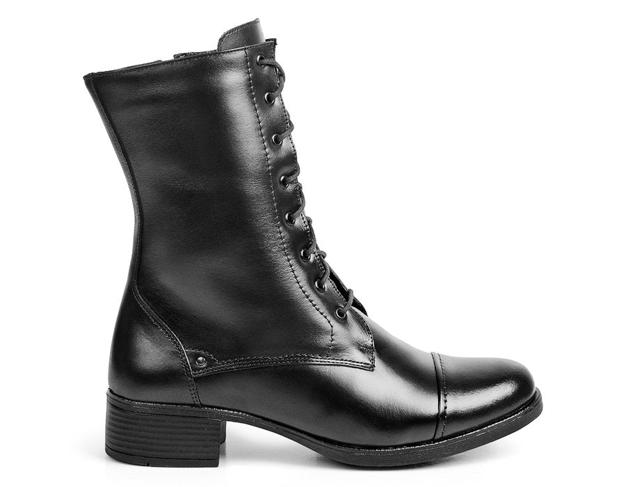 Coturno Feminino Couro Preto