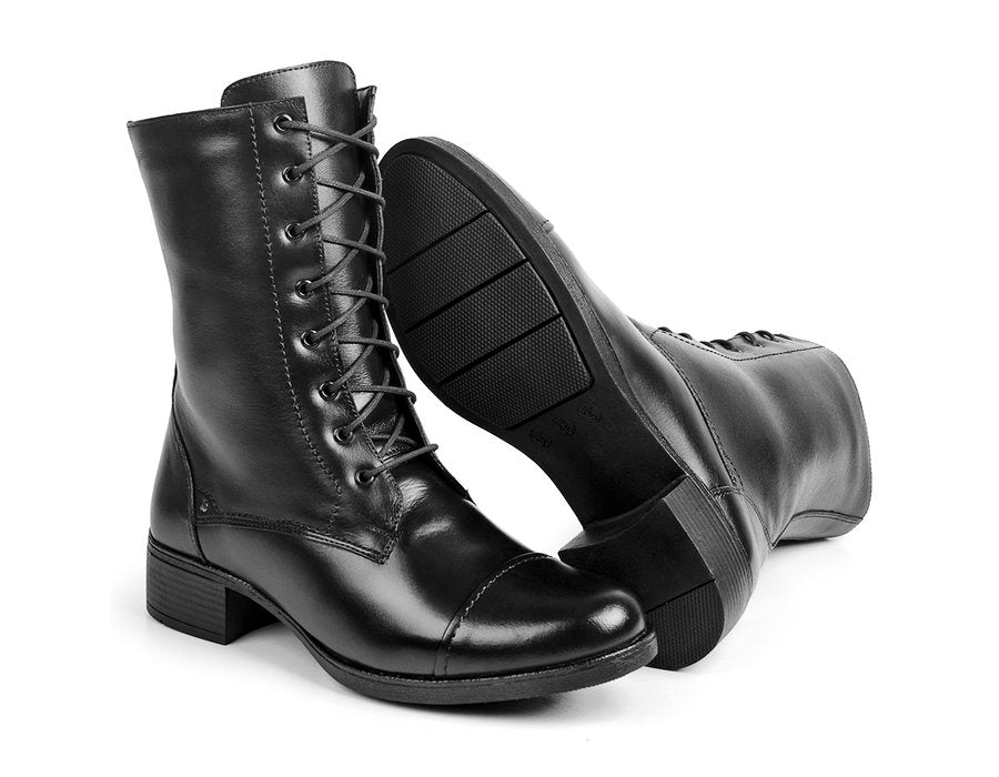 Coturno Feminino Couro Preto