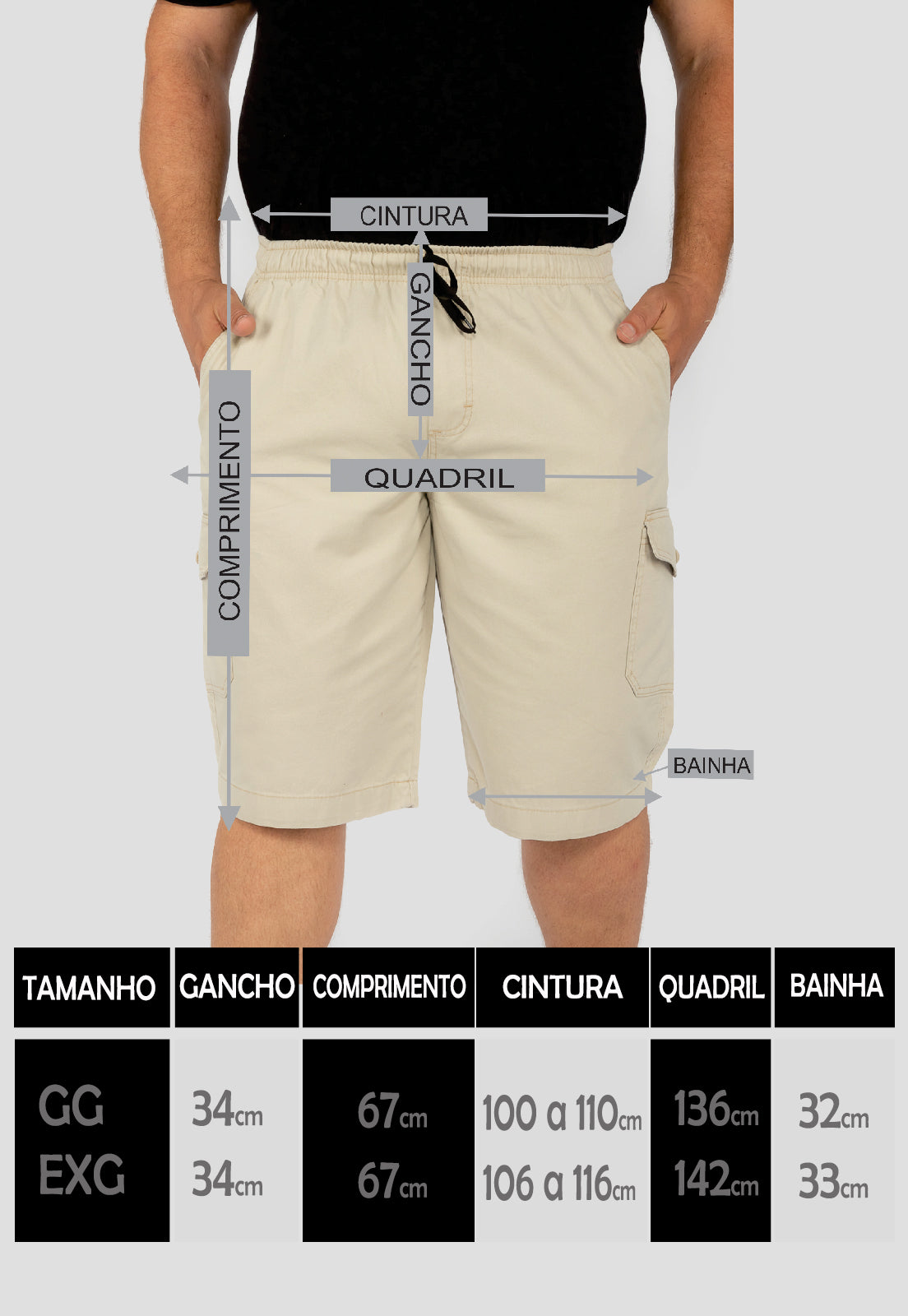 Bermuda Masculina Sarja Preta plus