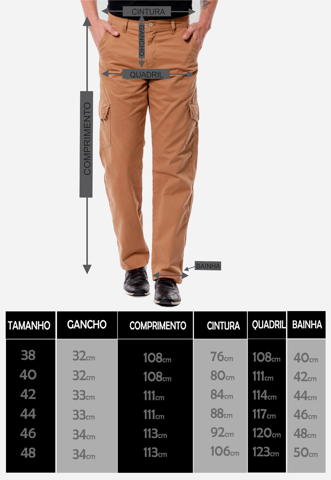 Calça Masculina Sarja Caqui