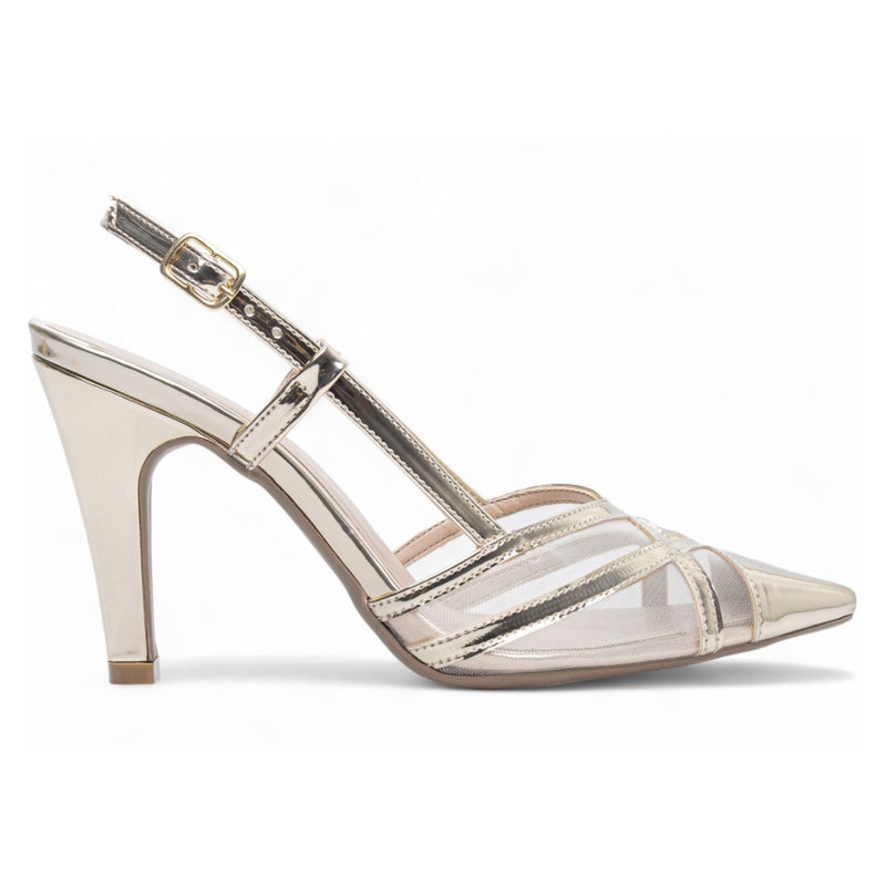 Scarpin slingback dourado