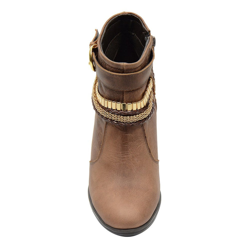 Bota de Couro Marrom Cano Curto Comfort - Casa Vitrine