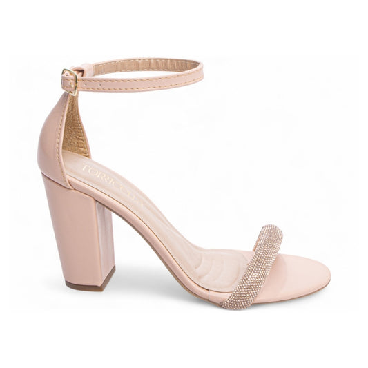 Sandália nude strass brilhante