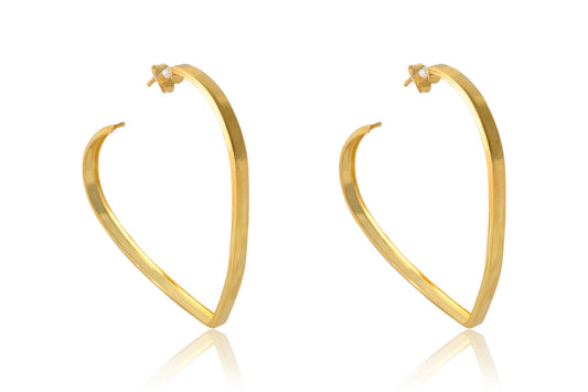 Brinco Grande De Argola Coração Folheado Em Ouro 18k - Casa Vitrine