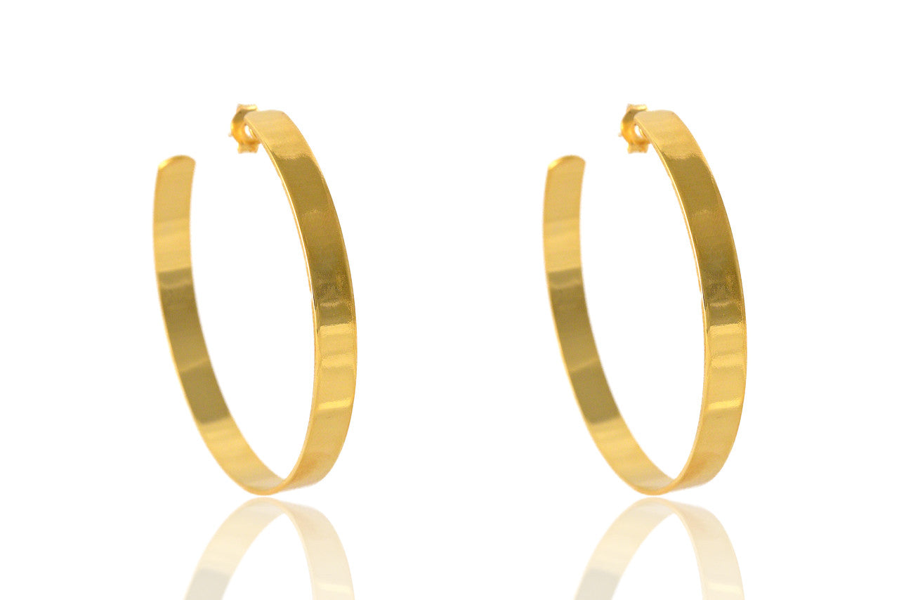 Brinco Argola Grande Grossa Folheado Em Ouro 18k - Casa Vitrine