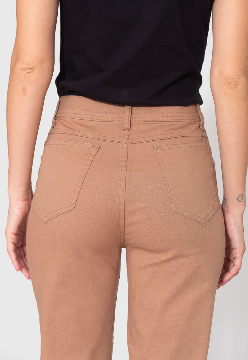 Calça Skinny Caqui Cintura Alta - Casa Vitrine