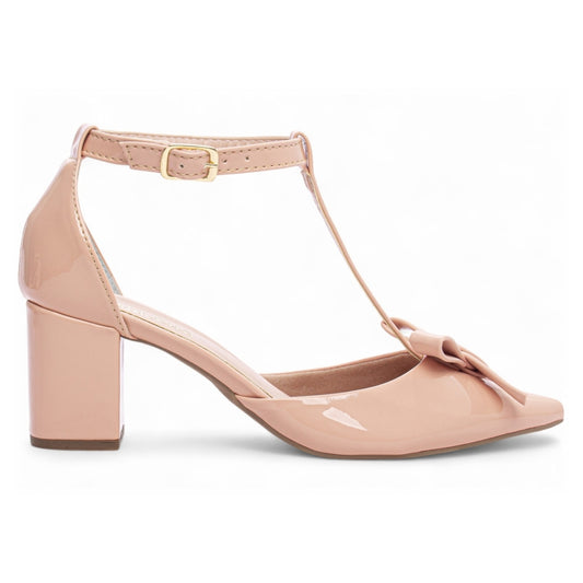 Scarpin nude tira com laço