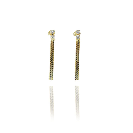 Brinco De Fita Com Zircônia Folheado A Ouro 18k - Casa Vitrine