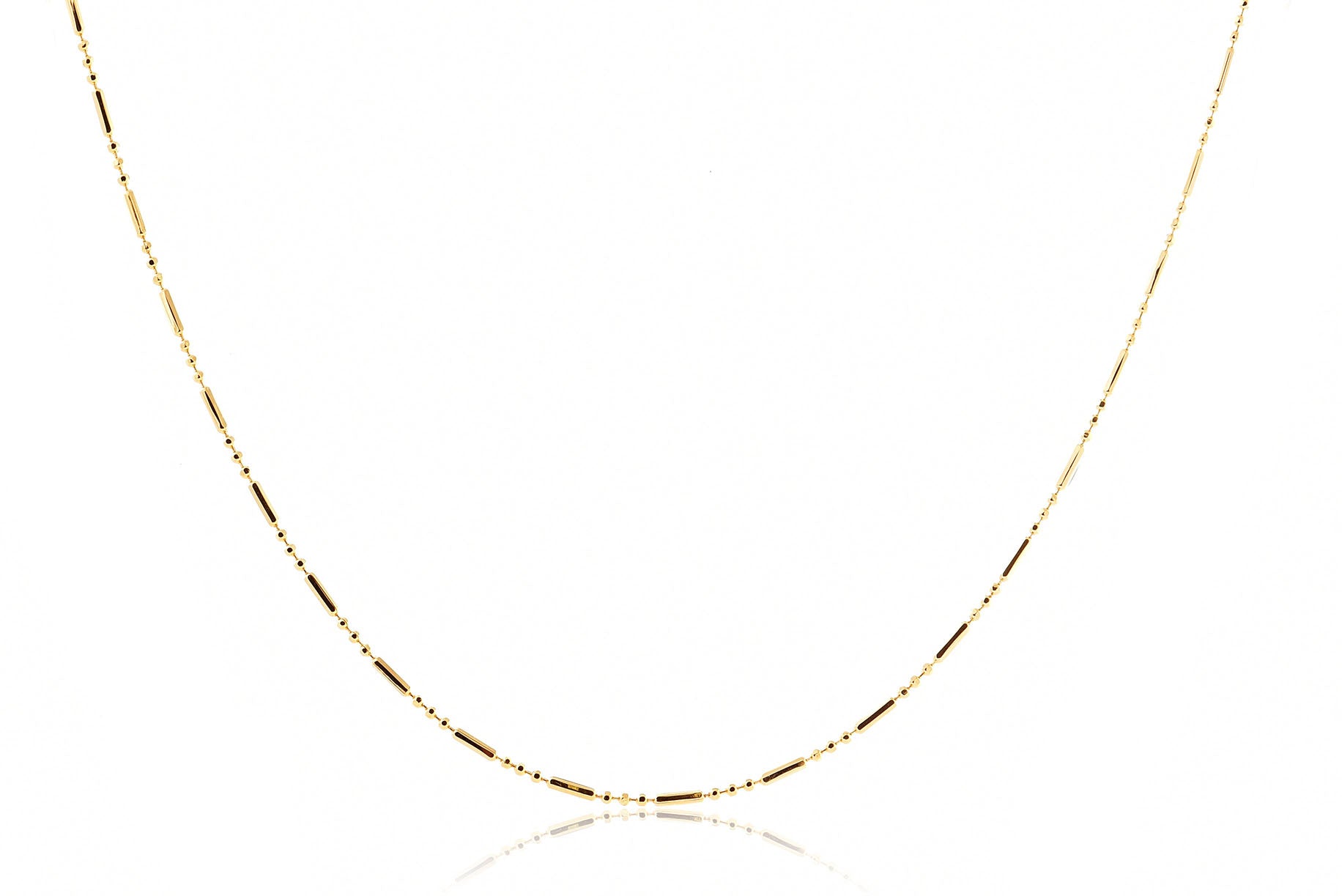 Colar Com Corrente De Bolinha E Palito Folheado Em Ouro 18k - Casa Vitrine