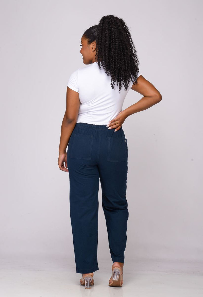 Calça Feminina Elástico Azul Marinho