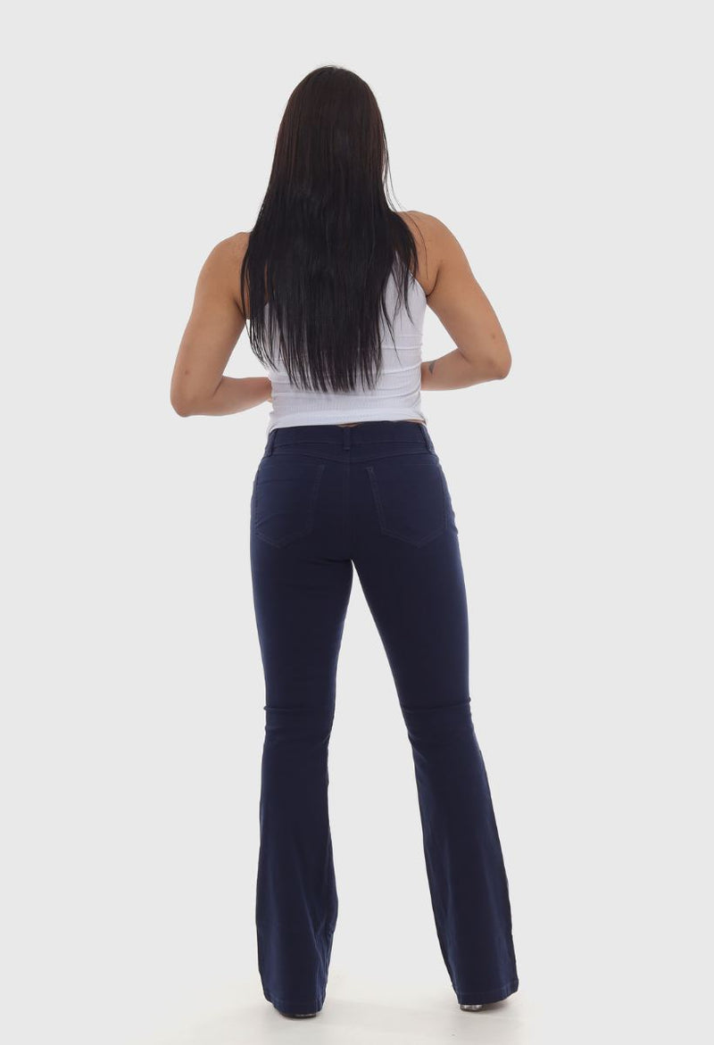 calça flare azul marinho