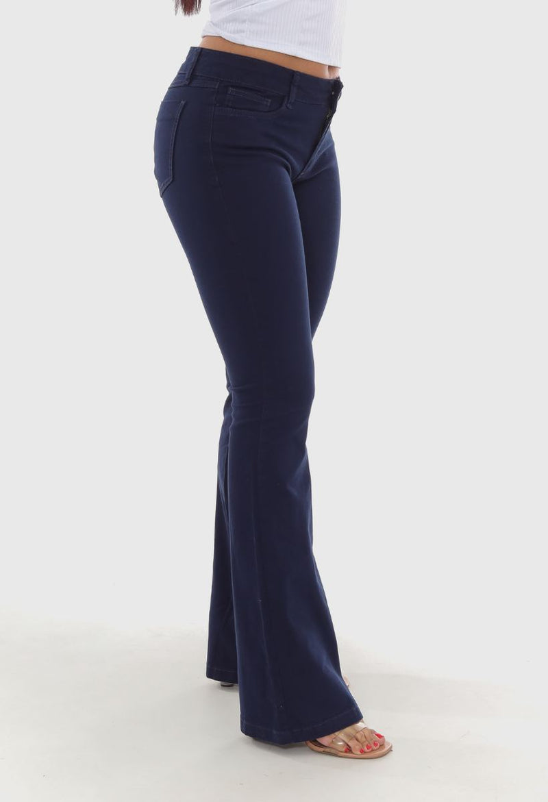 calça flare azul marinho