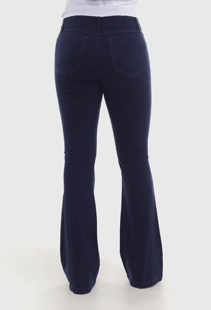 calça flare azul marinho