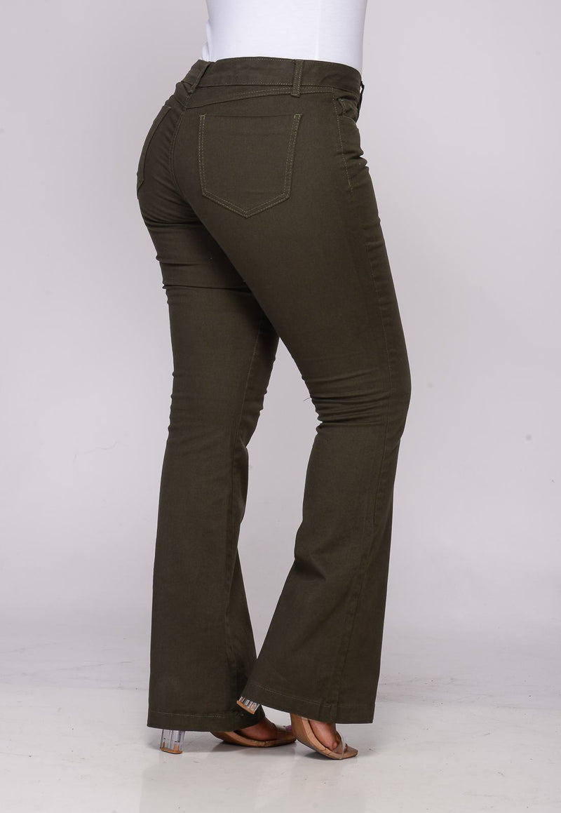 Calça Flare Verde Musgo