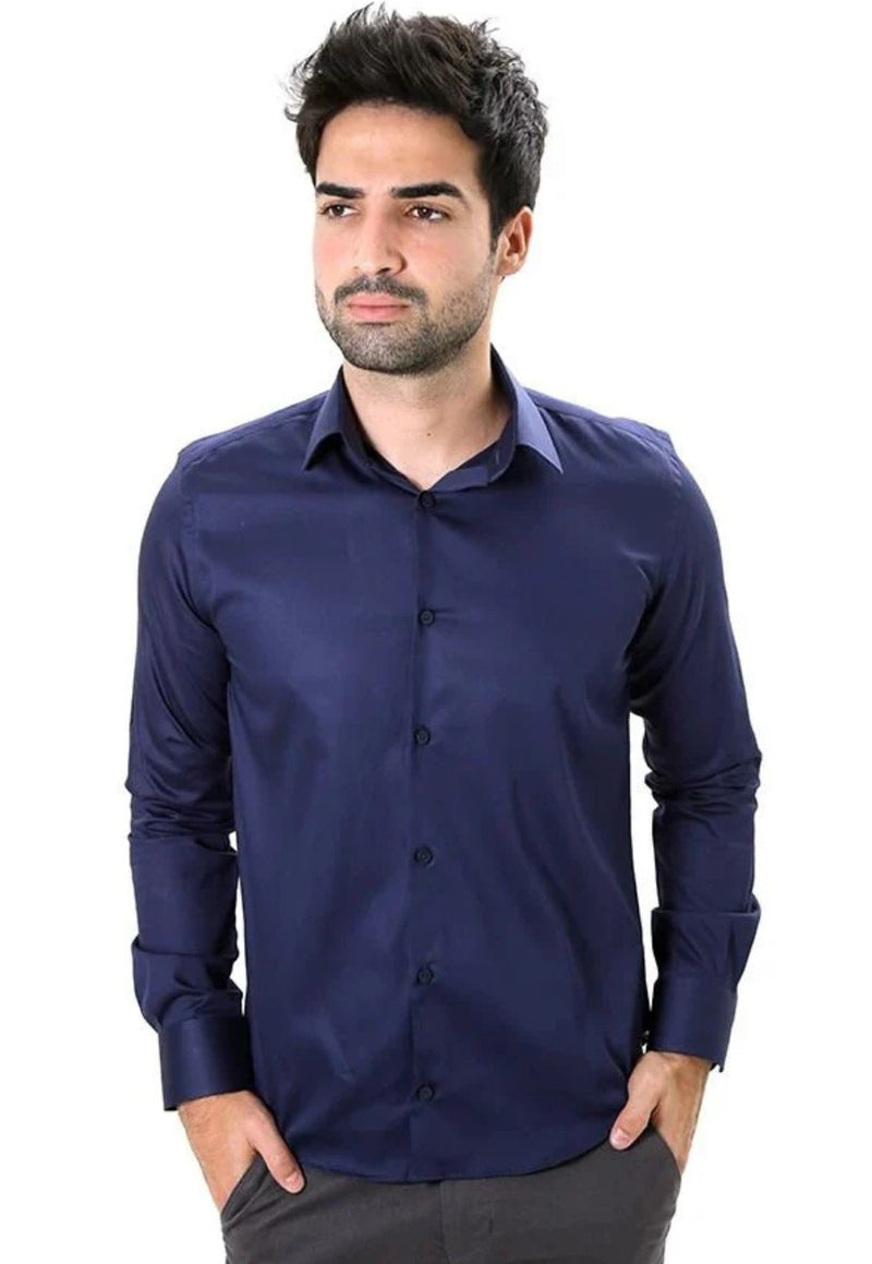 Camisa manga longa slim fit básica lisa