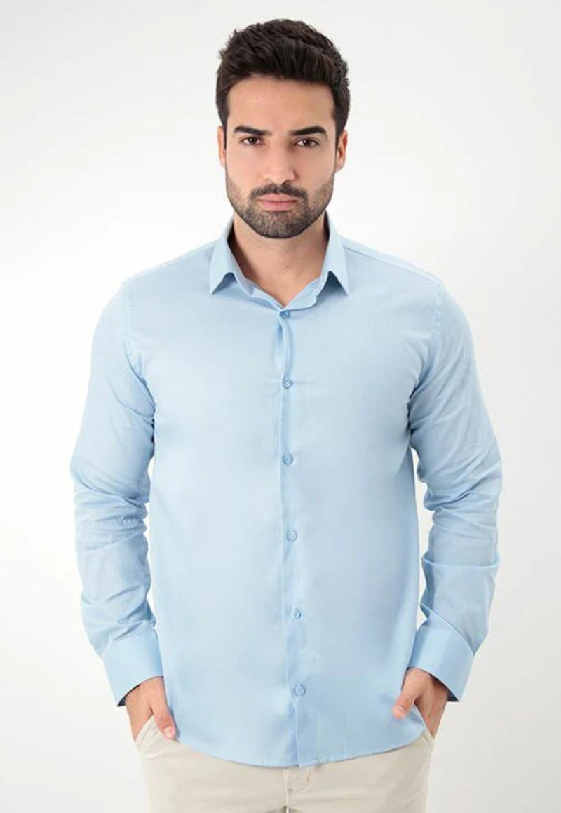 Camisa manga longa slim fit básica lisa