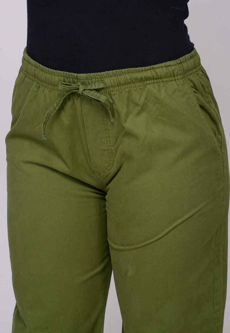 Calça Feminina Elástico Verde Folha