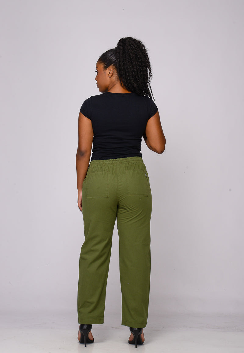 Calça Feminina Elástico Verde Folha