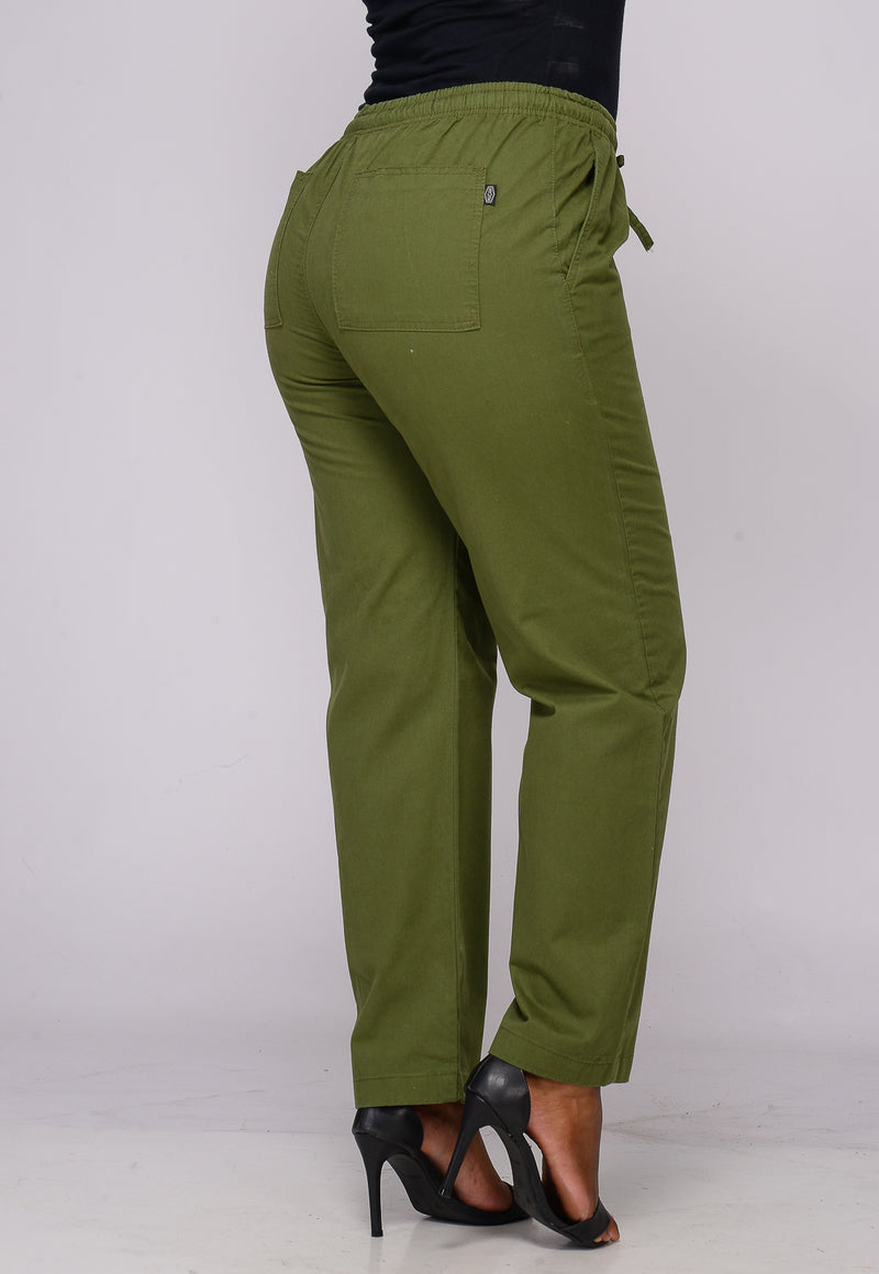 Calça Feminina Elástico Verde Folha