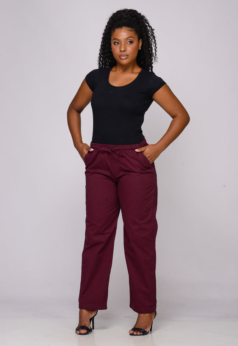 Calça Feminina Elástico Marsala