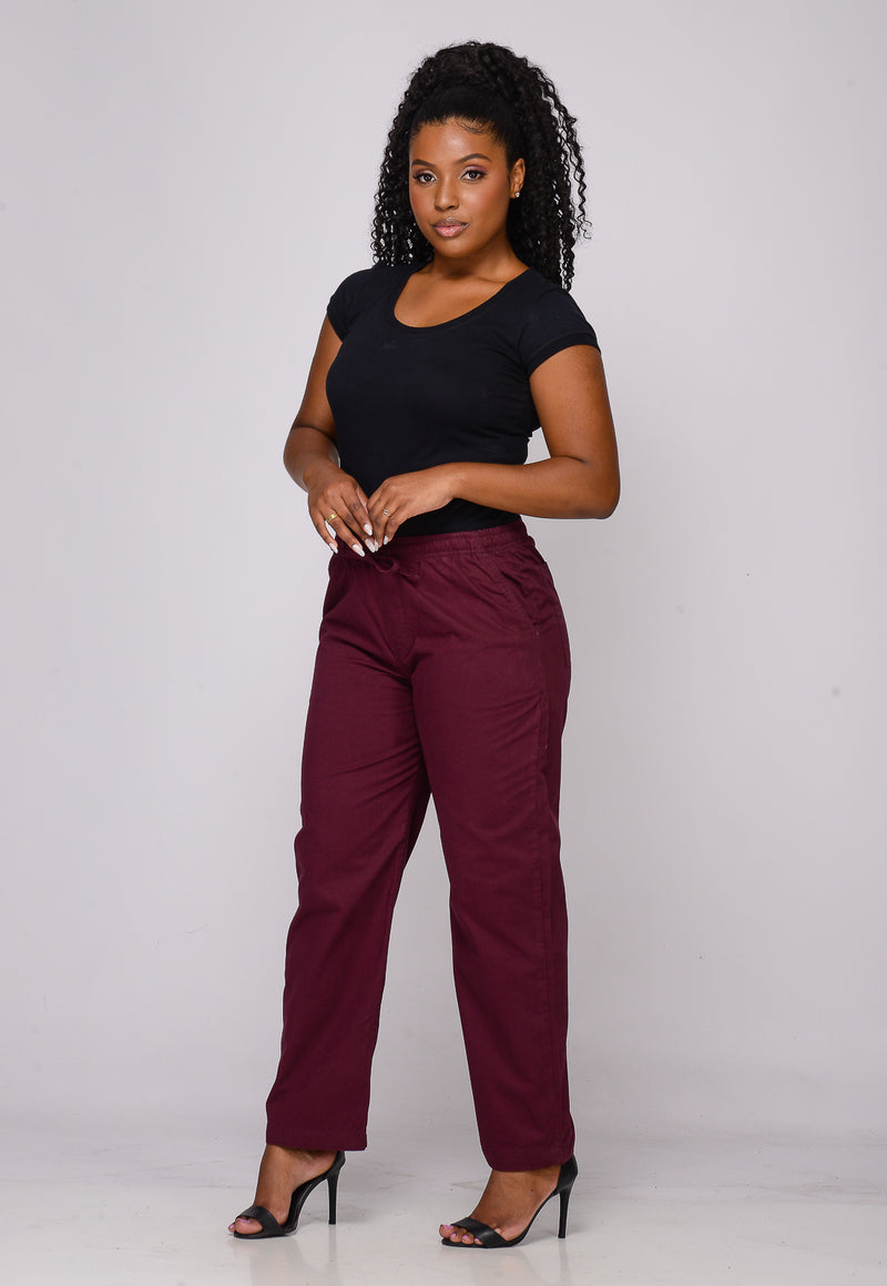 Calça Feminina Elástico Marsala