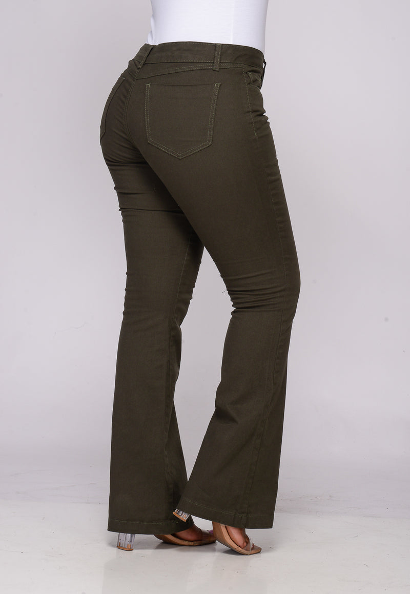 Calça Flare Verde Musgo