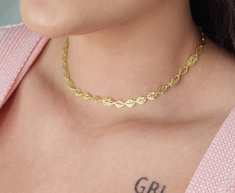 Choker Com Folhas Banhado Em Ouro 18k - Casa Vitrine